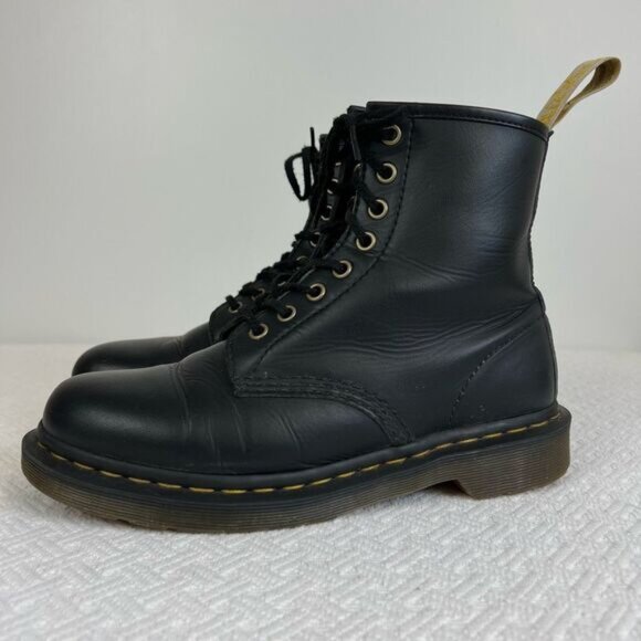 Dr Doc Docs Martens Women’s 14045 Vegan Felix Combat Lace Up Boots UK 7 US 9 Bla - Picture 1 of 15